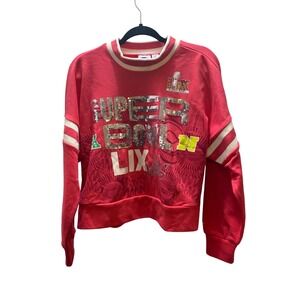 Starter Super Bowl LIX Sweatshirt Womens Small Red NEW Sequin New Orleans NFL